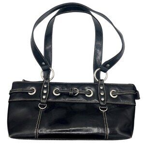 Call It Spring Vintage Y2K Grommet Black Belted Brocle Mini Shoulder Bag